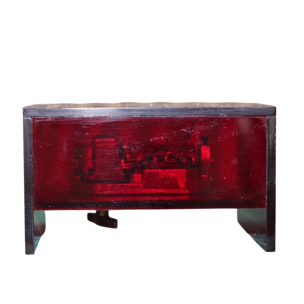 Reuge Swiss Musical Movement Red Lucite Music Box Danube Waves‎ MCM